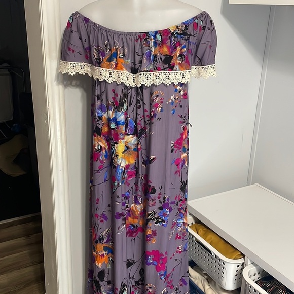 Umgee Maxi Purple Floral Dress Size S - Picture 4 of 8